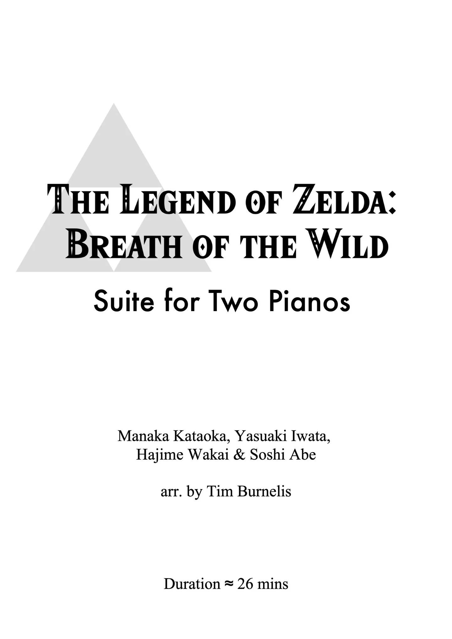 Suite for Two Pianos - The Legend of Zelda: Breath of the Wild by Tim Burnelis