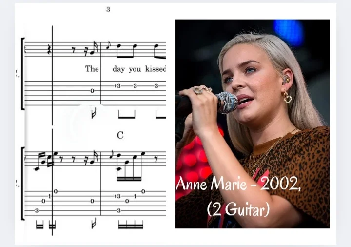 2002 - Ann arie (2 acoustic guitar, lead melody + acompaniment) by Lyrics, chords, tabs, notation for acoustic guitar
