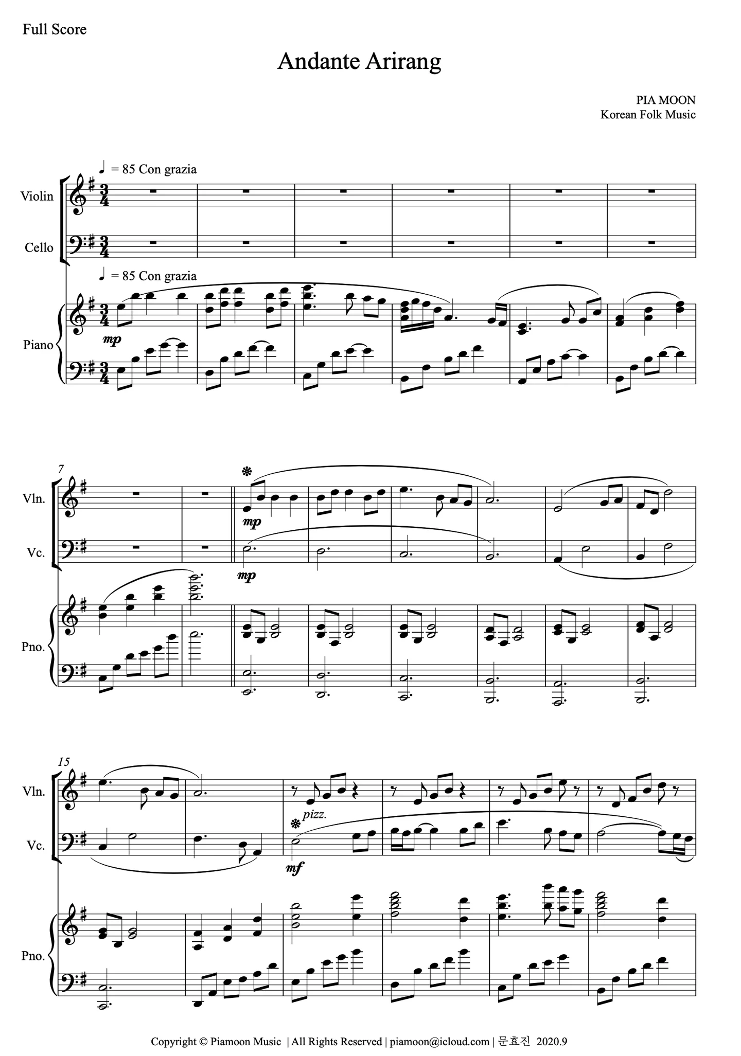 안단테 아리랑 (Piano Trio) - 아리랑 by 문효진
