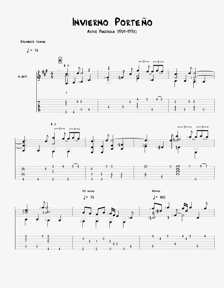 Invierno Porteño - Astor Piazzolla by Agape Guitar