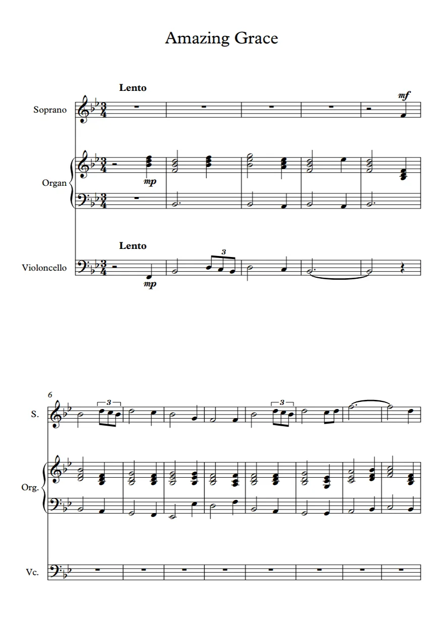Amazing grace - John Newton (piano(organ),cello,soprano) by 양예원