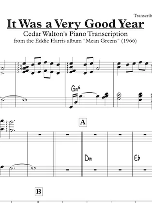 It Was a Very Good Year - Eddie Harris (Eddie Harris/Cedar Walton/Full Transcription/Solo and Comping/Reference MIDI) by A Certain Keyboardist | Professional Transcription