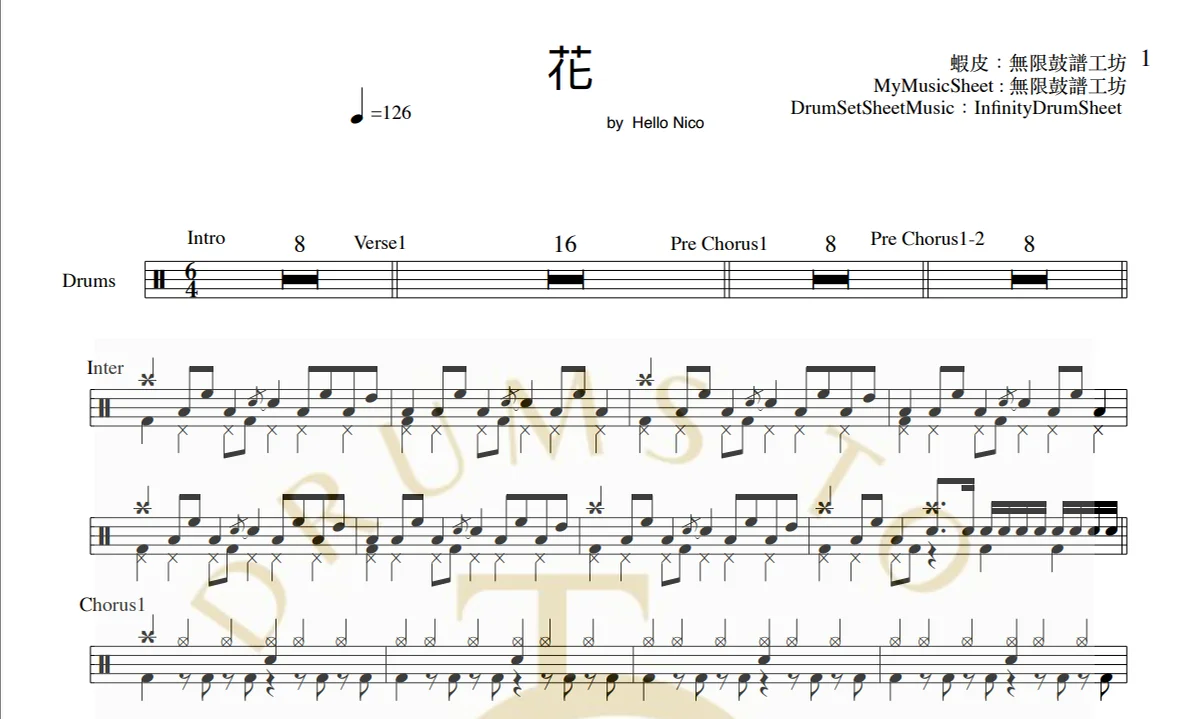 花 - Hello Nico by infinityDrumStudio