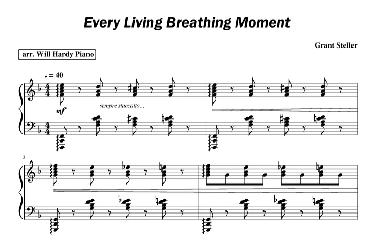 Every Living Breathing Moment - Grant Steller (Advanced solo piano arrangement of "Every Living Breathing Moment" by Grant Steller) by Will Hardy Piano