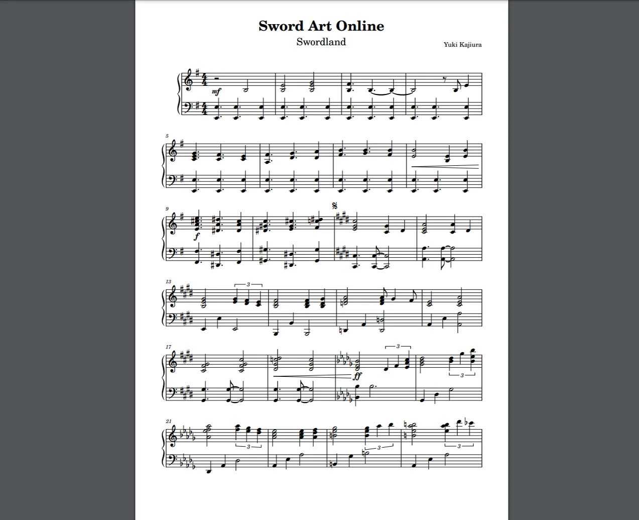 Sword Art Online "Swordland" - Yuki Kajiura by Anime Piano Room