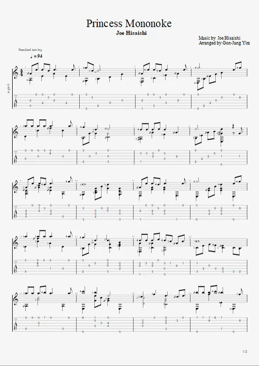 원령공주ost main 모노노케히메 - 원령공주 (Guitar solo / Fingerstyle) by joe hisaisi