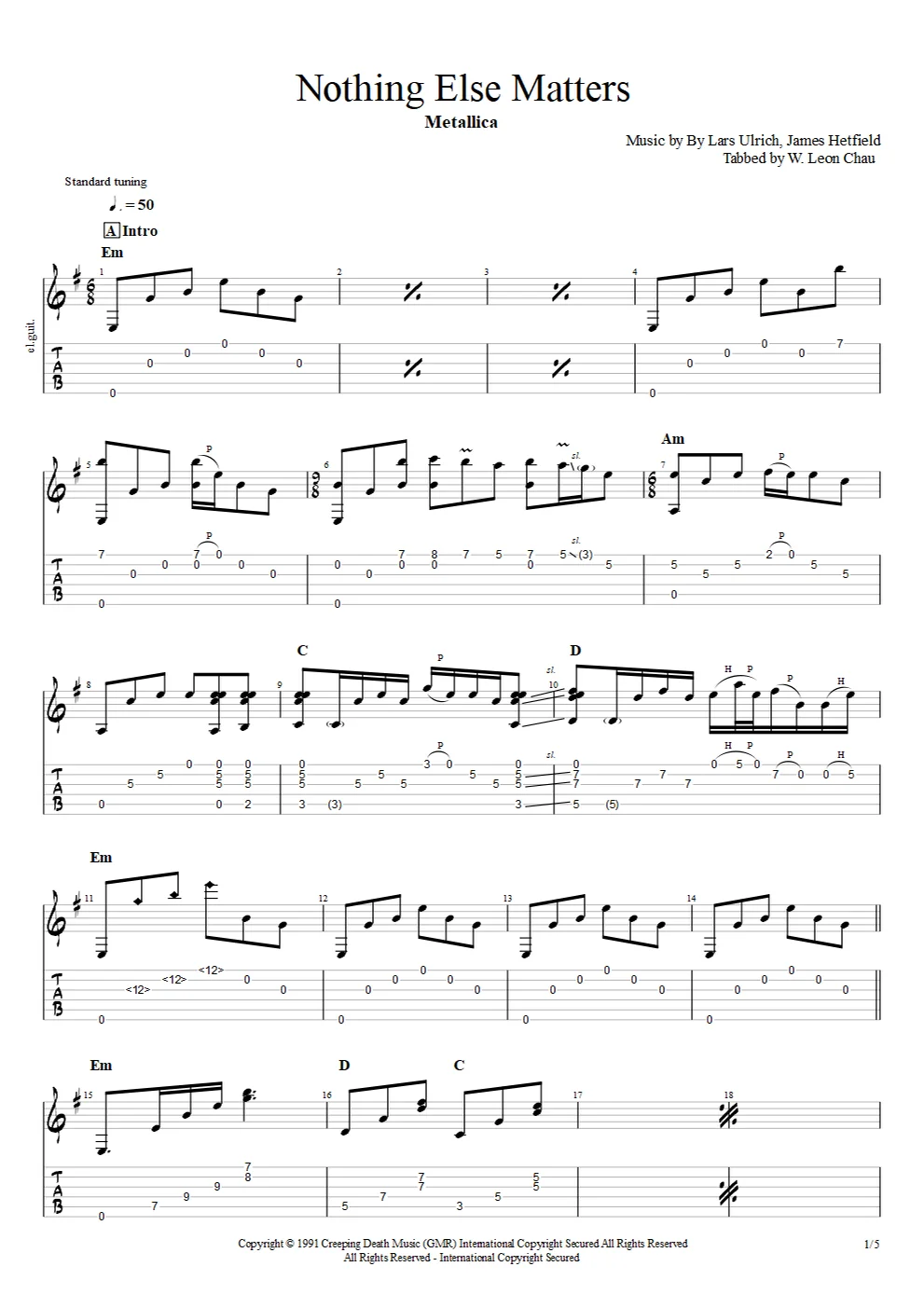 Nothing Else Matters - Metallica (Acompañamiento de Guitarra) by W.León Chau