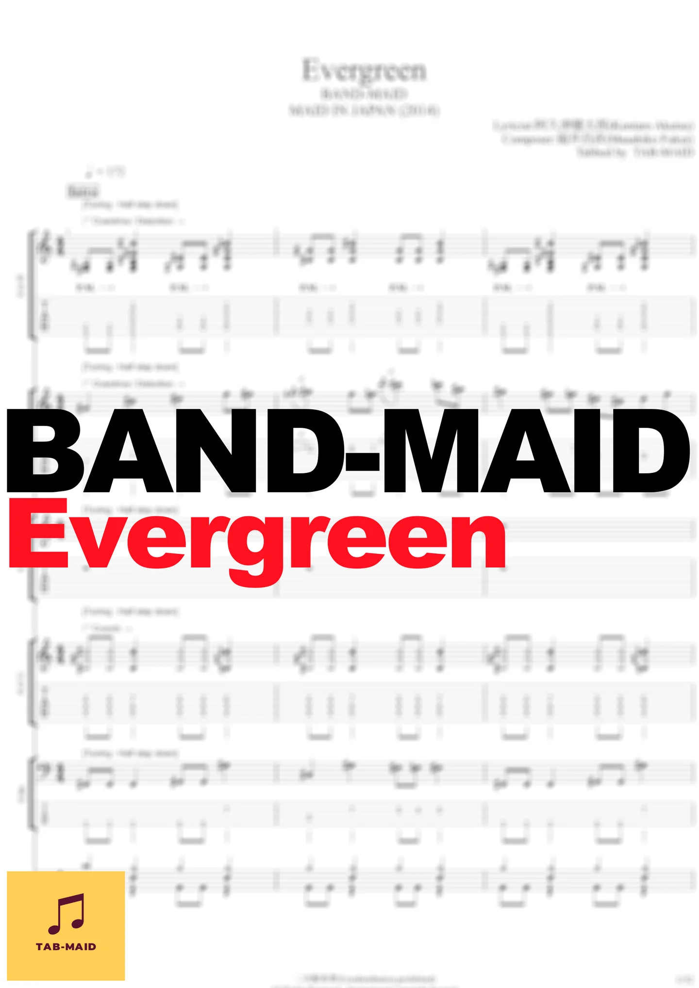 Evergreen - BAND-MAID (TAB / タブ譜 / バンドスコア) by TAB-MAID