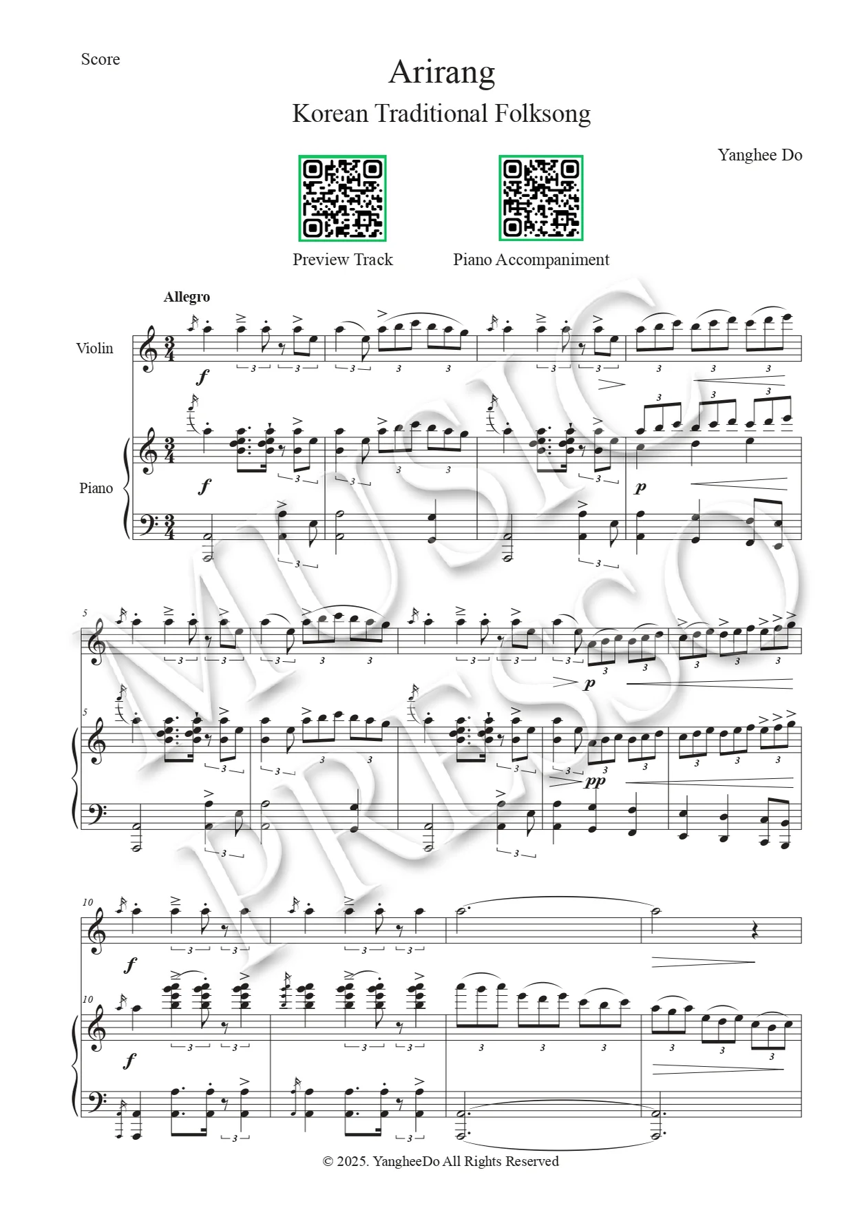 Arirang for Violin & Piano - Musicpreso by MusicPresso