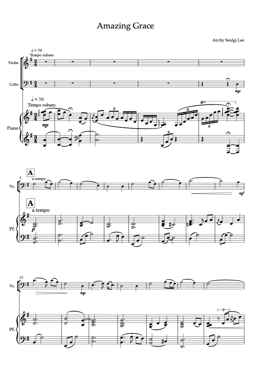 Amazing Grace Piano Trio ver. (feat. Arirang) - John Newton (Piano Trio/Classical/Arirang) by Seulgi Lee