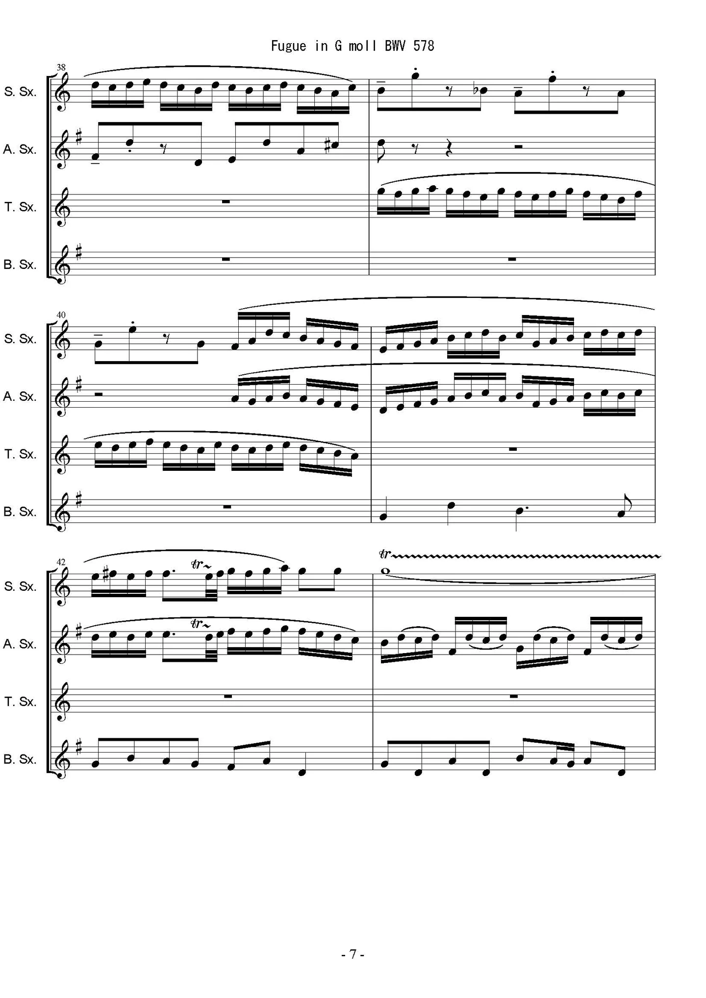 フーガ ト短調 BWV 578 - J.S.バッハ (サクソフォンアンサンブル) by TAK