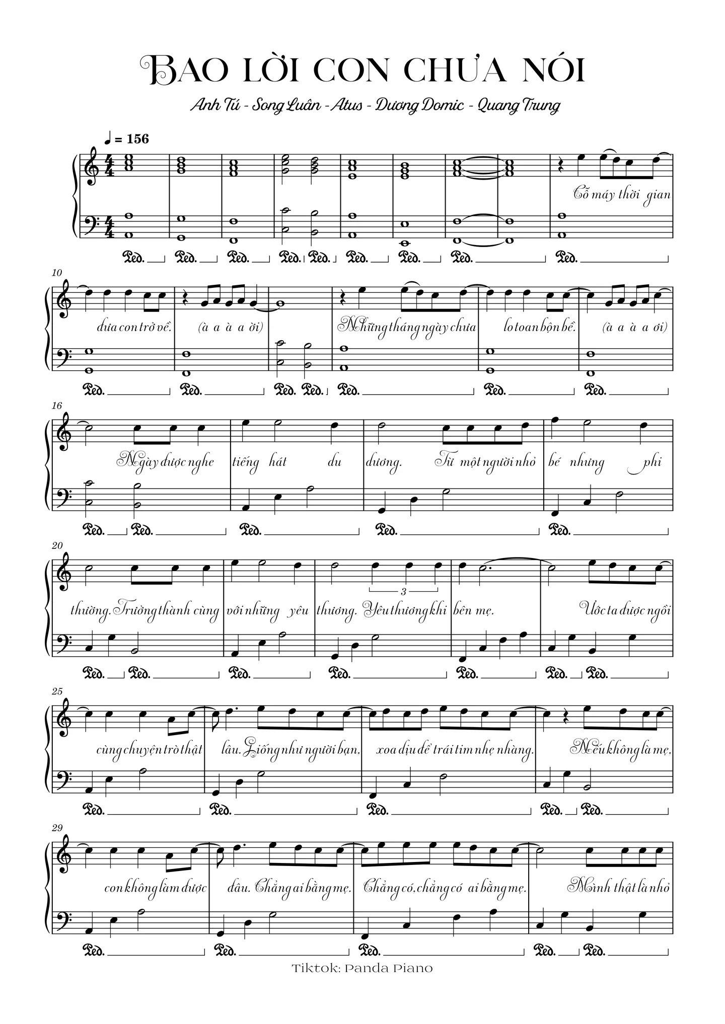 Bao lời con chưa nói - Anh Tú Atus, Song Luân, Quang Trung, Dương Domic, Anh Tú by Panda Piano