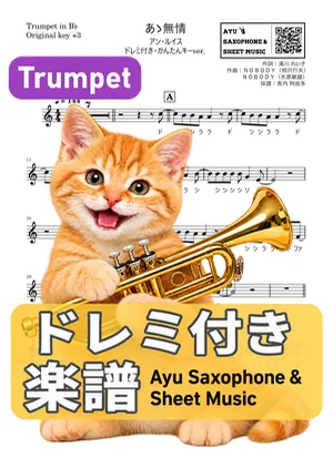 あゝ無情 - アン・ルイス (トランペット ドレミ付き・かんたんキー(原曲キー+3)) by Ayu Saxophone & Sheet Music