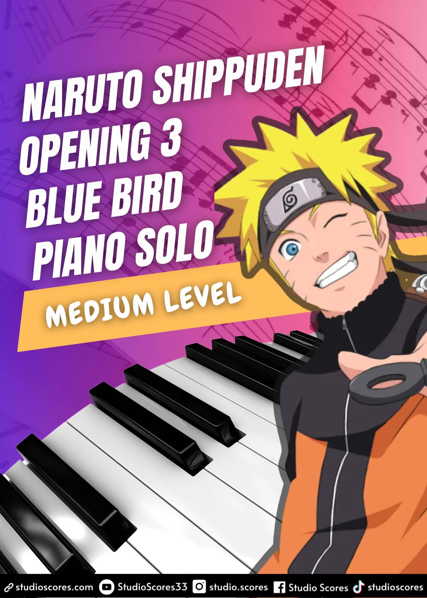 Blue Bird (Naruto Shippuden Opening 3) - Ikimono Gakari, Mizuno Yoshiki (Piano Solo Medium Level) by Studio Scores