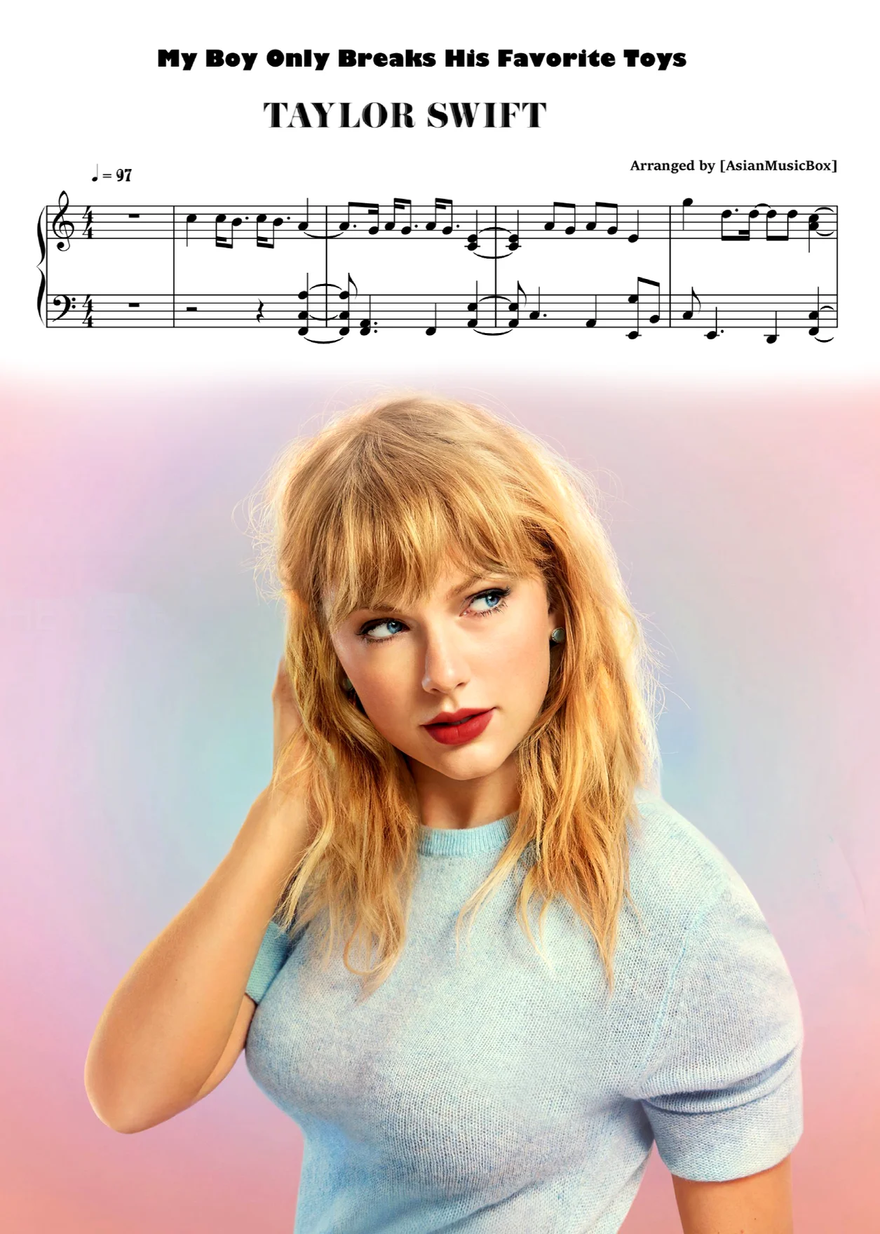 My Boy Only Breaks His Favorite Toys (Sheet, MIDI, MultiTracks &amp; WAV) - Taylor Swift by AsianMusicBox