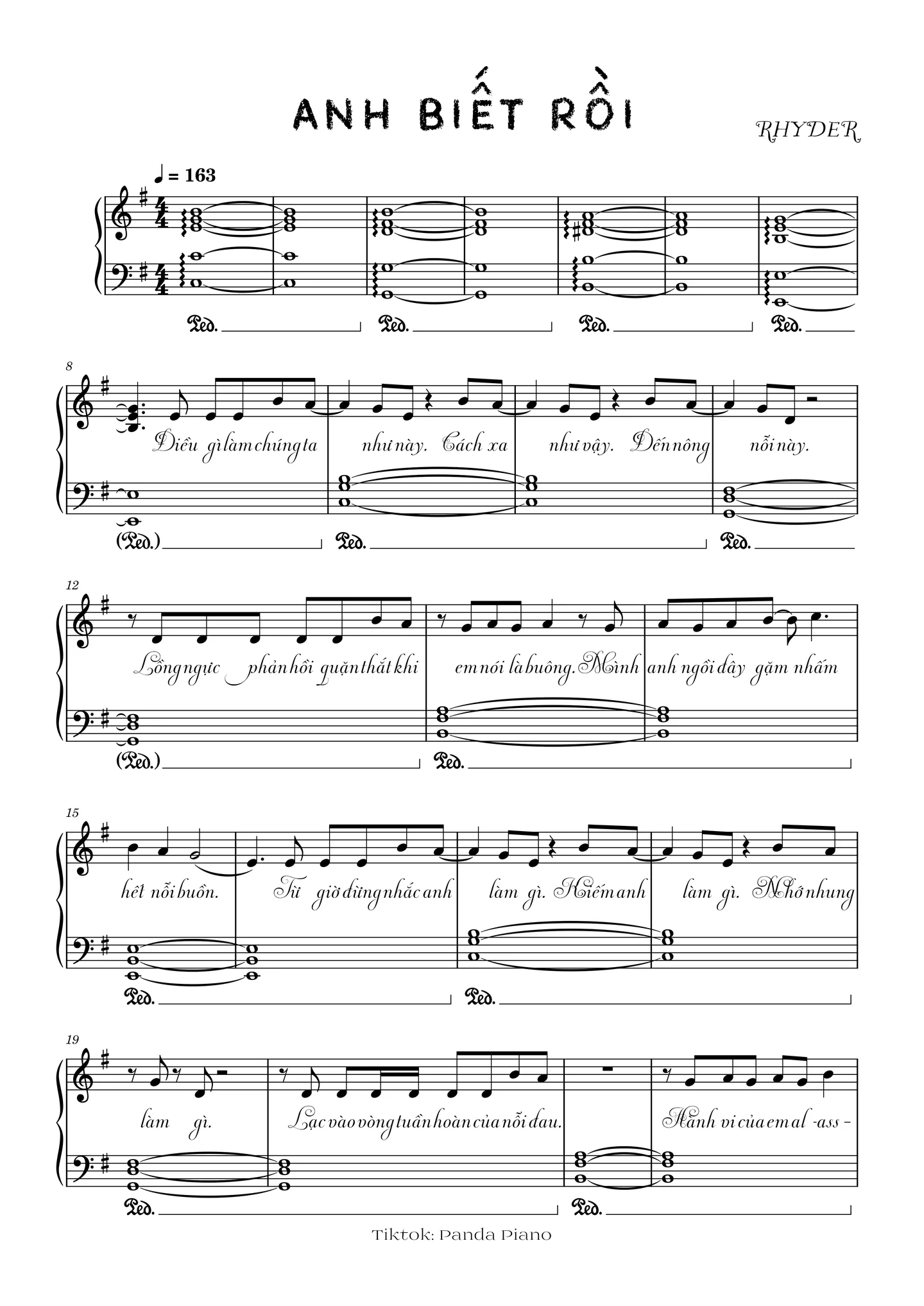 Anh biết rồi - RHYDER by Panda Piano