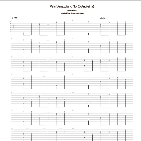 Vals Venezolano No. 2 - Antonio Lauro (Antonio Lauro - Vals Venezolano No. 2 Andreina Classical Guitar Tabs) by Antonio Lauro - Vals Venezolano 2 Classical Guitar Tabs