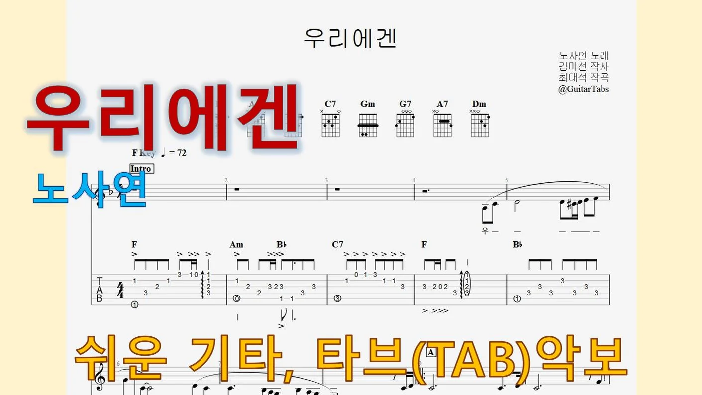 우리에겐 - Noh Sa-yeon (F Key / Easy TAB / Lyrics) by 624 TABs