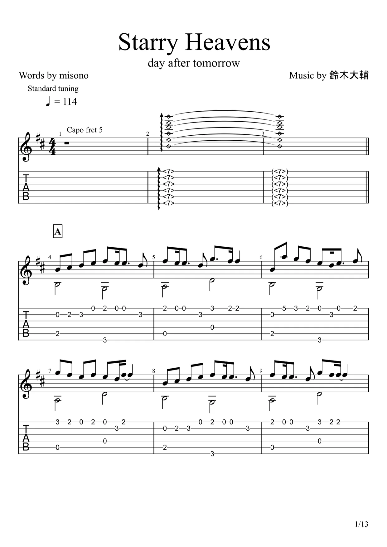 Starry Heavens - Tales of Symphonia (Fingerstyle) by u3danchou