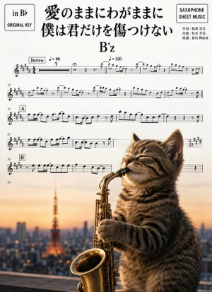 愛のままにわがままに 僕は君だけを傷つけない - B'z (in B♭|テナーサックス等) by Ayu Saxophone & Sheet Music