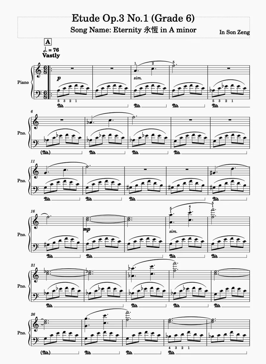 Eternity Op.3 No.1 - In Son Zeng (Piano solo)