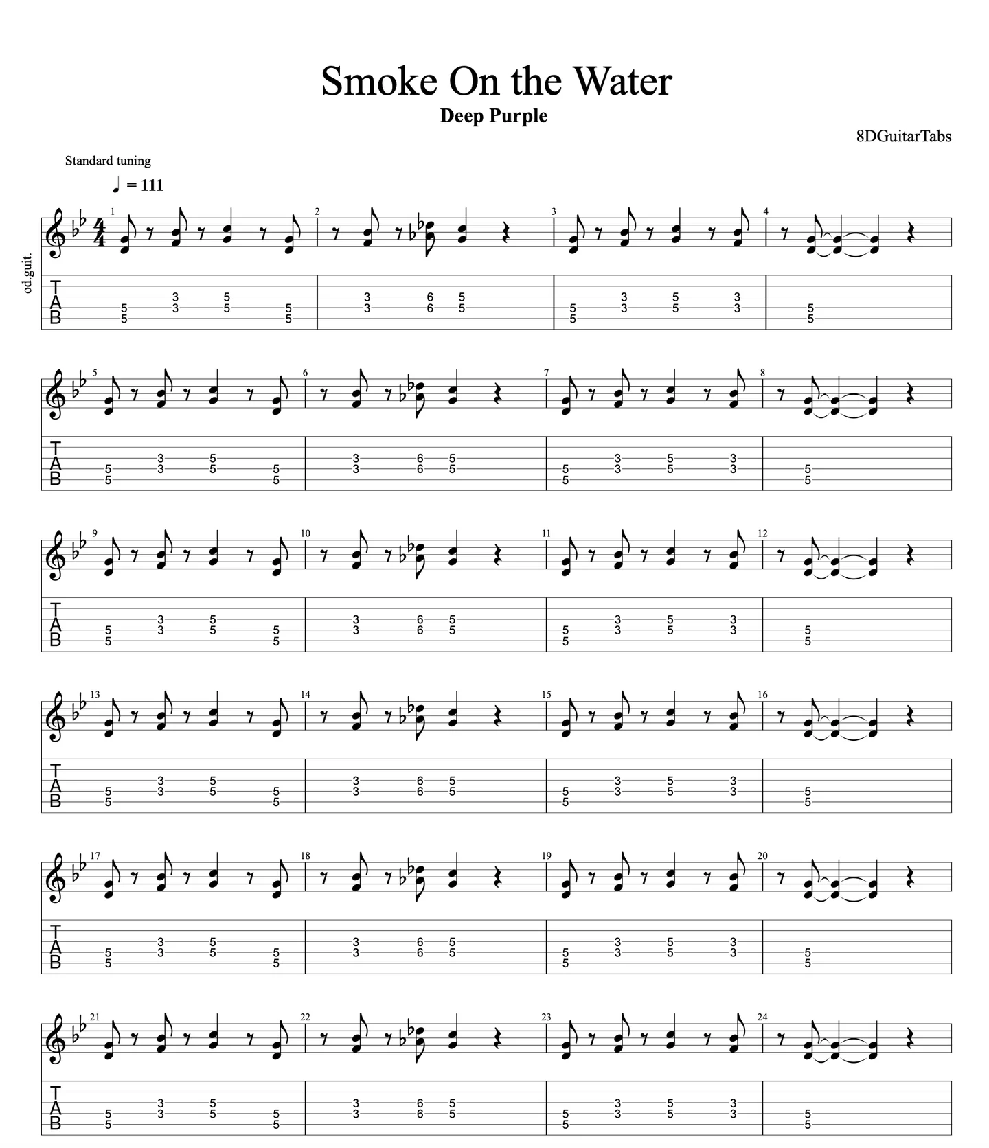 Smoke On the Water - Deep Purple by 8DGuitar
