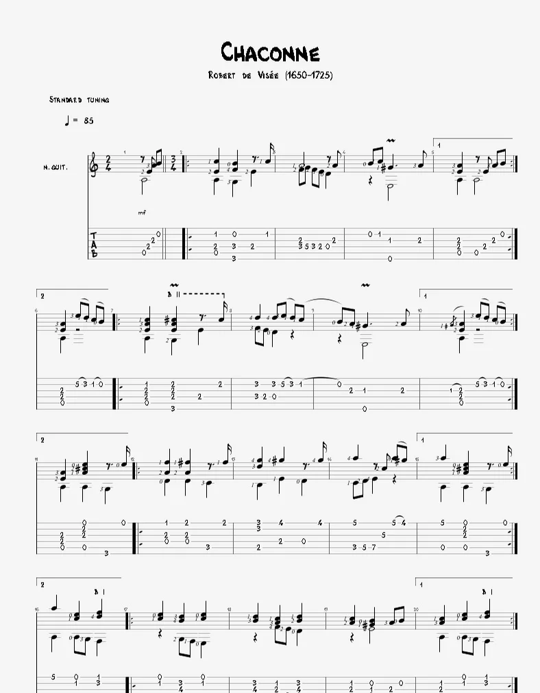 Chaconne - Robert de Visée by Agape Guitar
