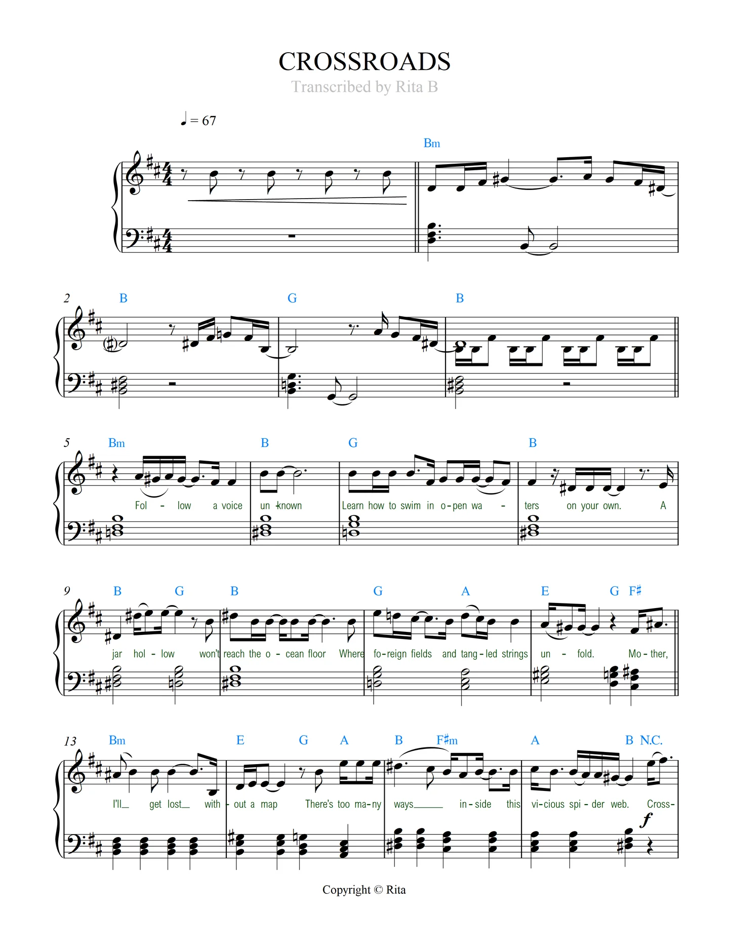 Crossroads - Daniel Žižka (2 pdfs: solo+duet) by Rita B
