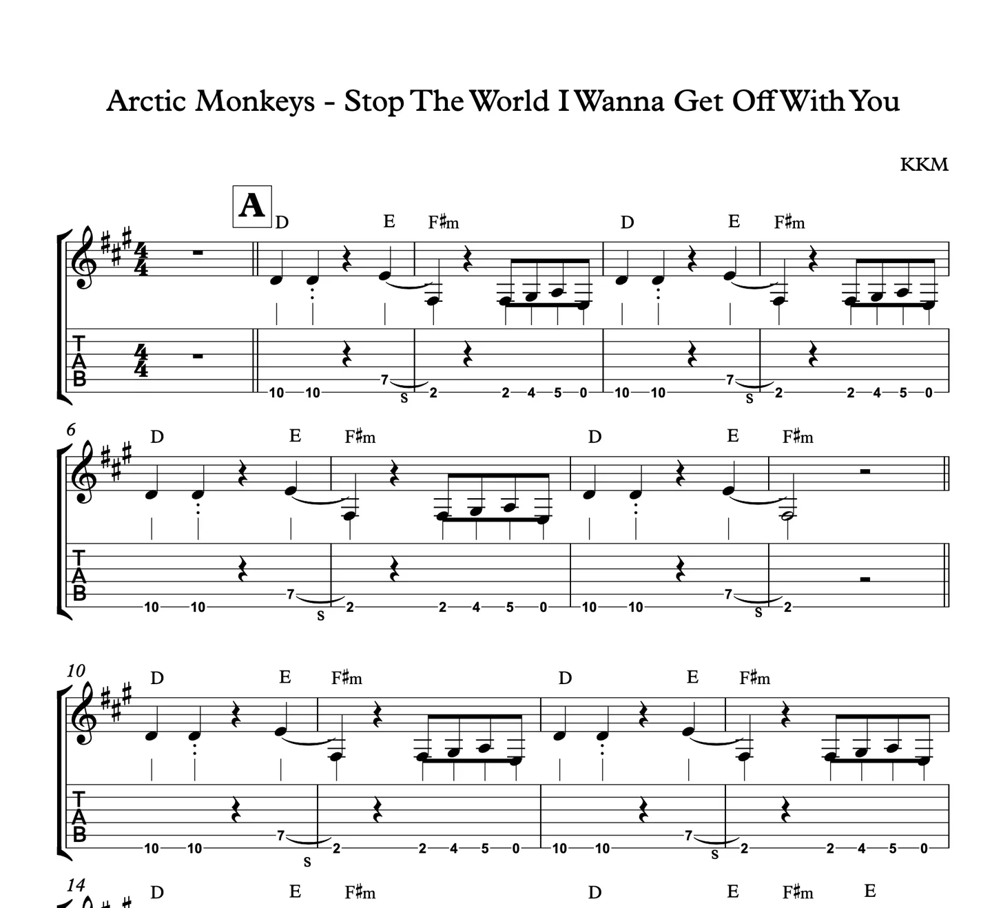 Stop the world I Wanna Get Off With You - Arctic Monkyes (일렉기타 / TAB / Arctic Monkyes) by KKM