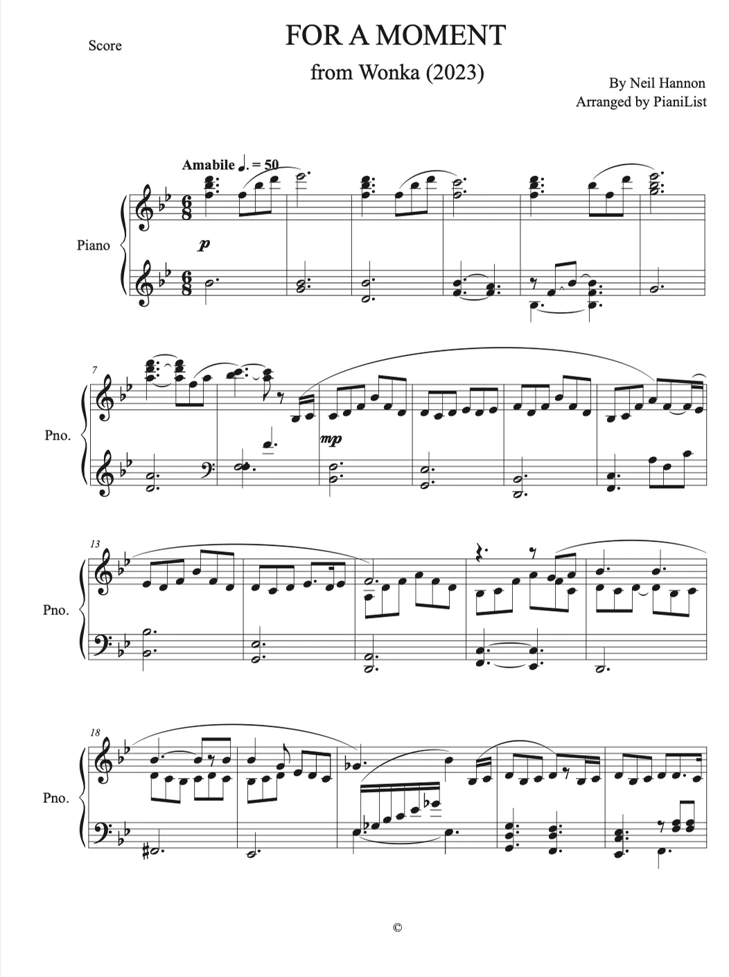 FOR A MOMENT(from Wonka) - Neil Hannon (Wonka Movie OST (Performed by Calah Lane & Timothée Chalamet)) by PianiList