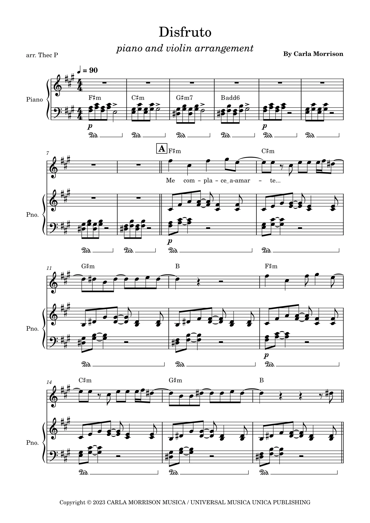 Disfruto - Carla Morrison (violin/voice and piano) by Pablo Posadas