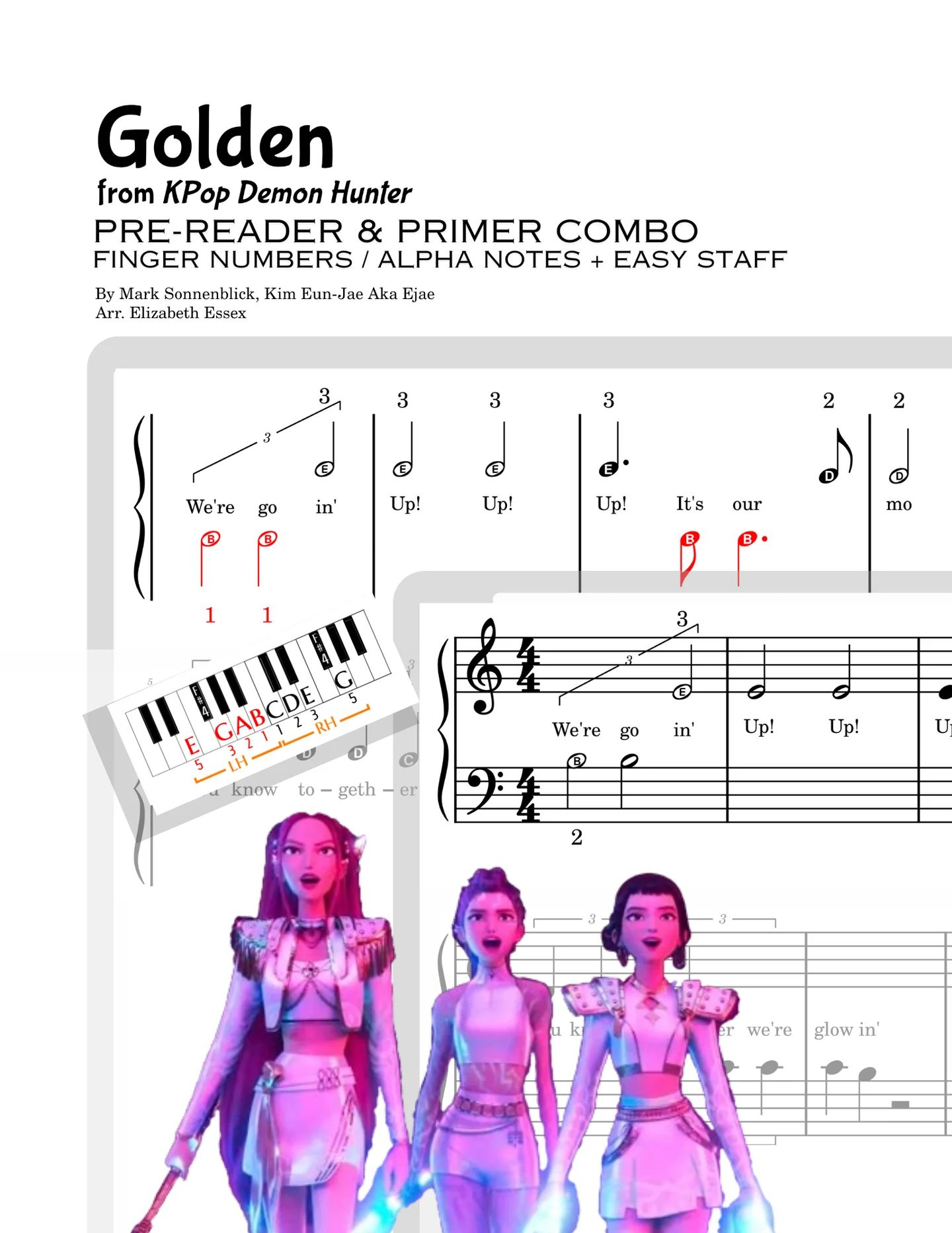 Golden - By Mark Sonnenblick, 24, Ido, Teddy Park (Aka Park Hong-Jun), Ejae (Aka Kim Eun-Jae) (Chorus only: Alpha note and Primer Staff at Middle C) by Elizabeth Essex