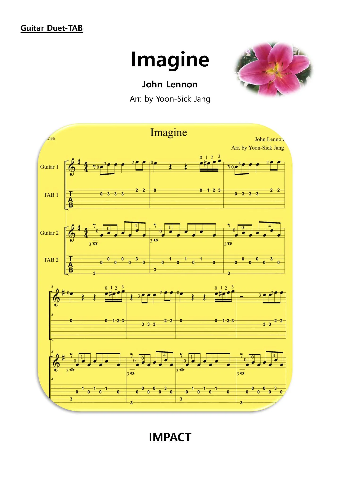 Imagine - John Lennon (easy guitar duet for beginner) by Yoon-Sick Jang