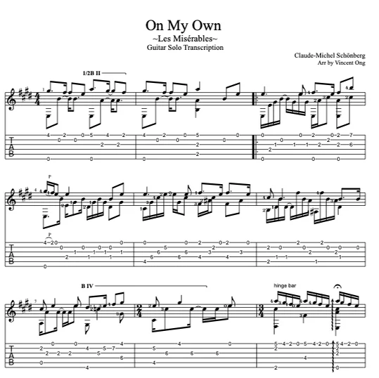 On My Own (Les Misérables)/ Guitar Solo - Claude-Michel Schönberg/ Samantha Barks by Vincent Ong