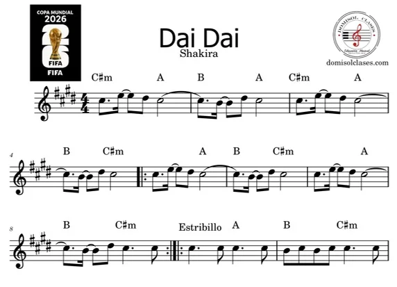 Dai Dai - Shakira (Piano) by Claudia Quiroga
