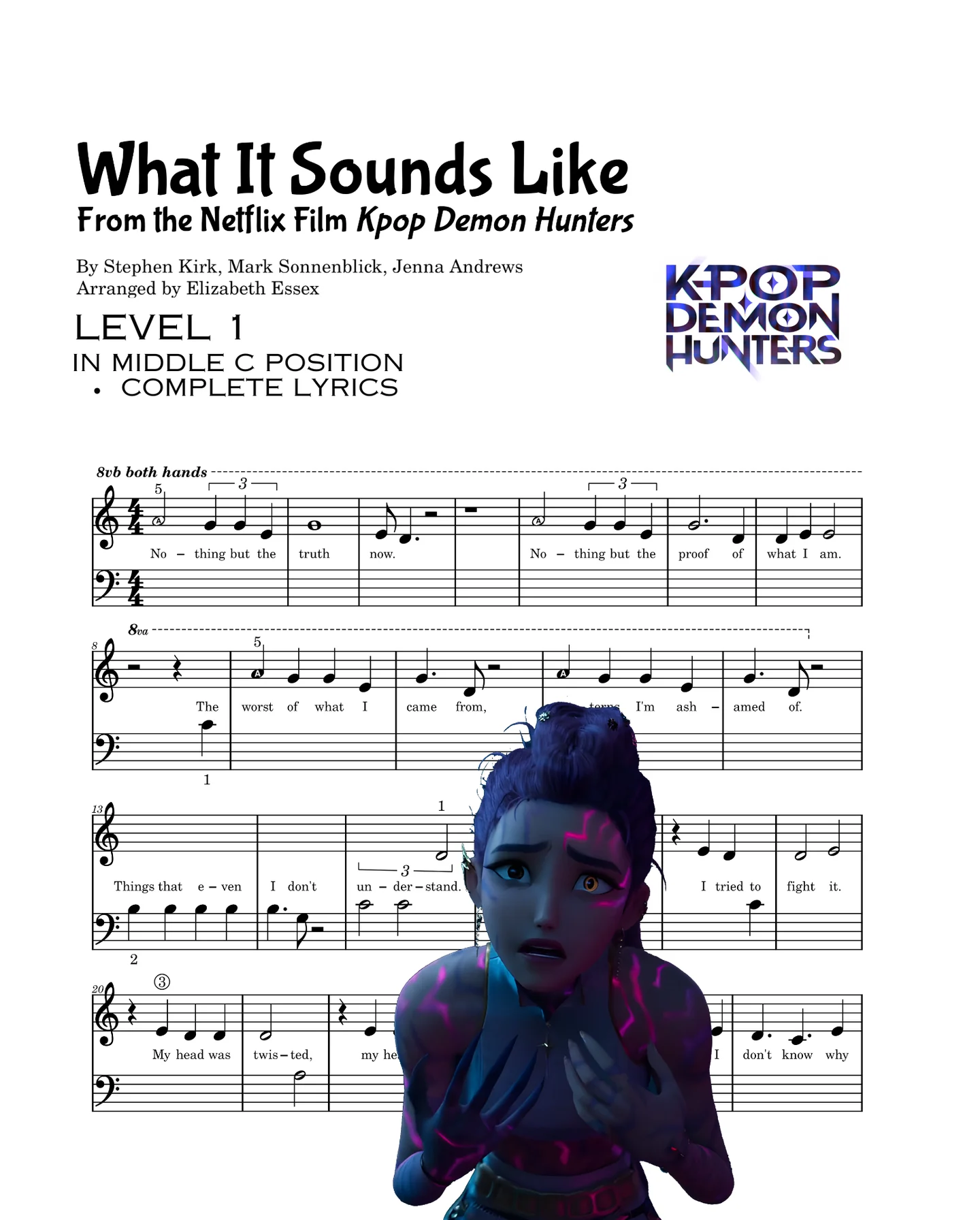 What It Sounds Like - Stephen Kirk, Mark Sonnenblick, Jenna Andrews (Primer level - Middle C Position - complete arrangement) by Elizabeth Essex