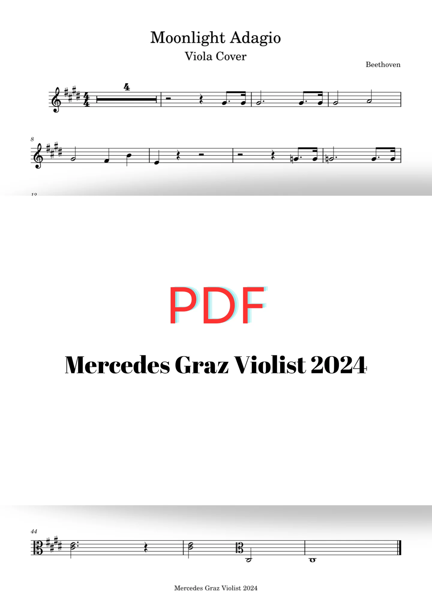 Moonlight Adagio - Ludwig van Beethoven (Viola and Piano) by Mercedes Graz