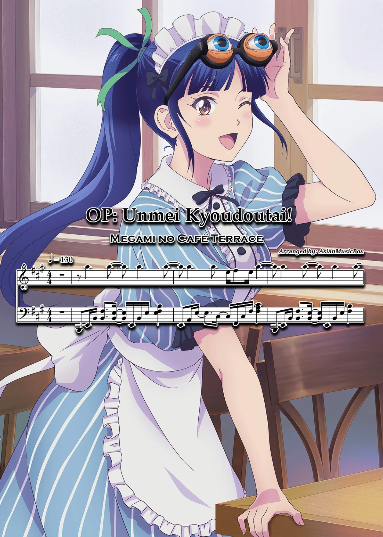 OP: 'Unmei Kyoudoutai!' (Sheet, MIDI, MultiTracks & WAV) - Megami no Café Terrace / Neriame by AsianMusicBox