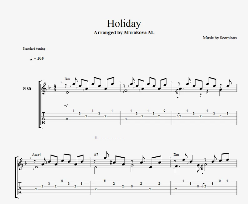 Holiday - Scorpions by Marina Mirakova