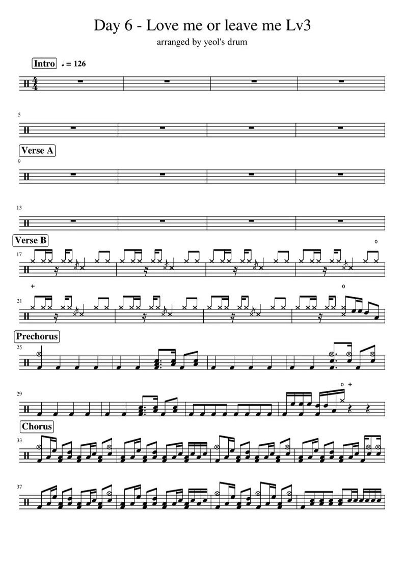 Love me or Leave me - 데이식스 (Lv3) by yeol's drum