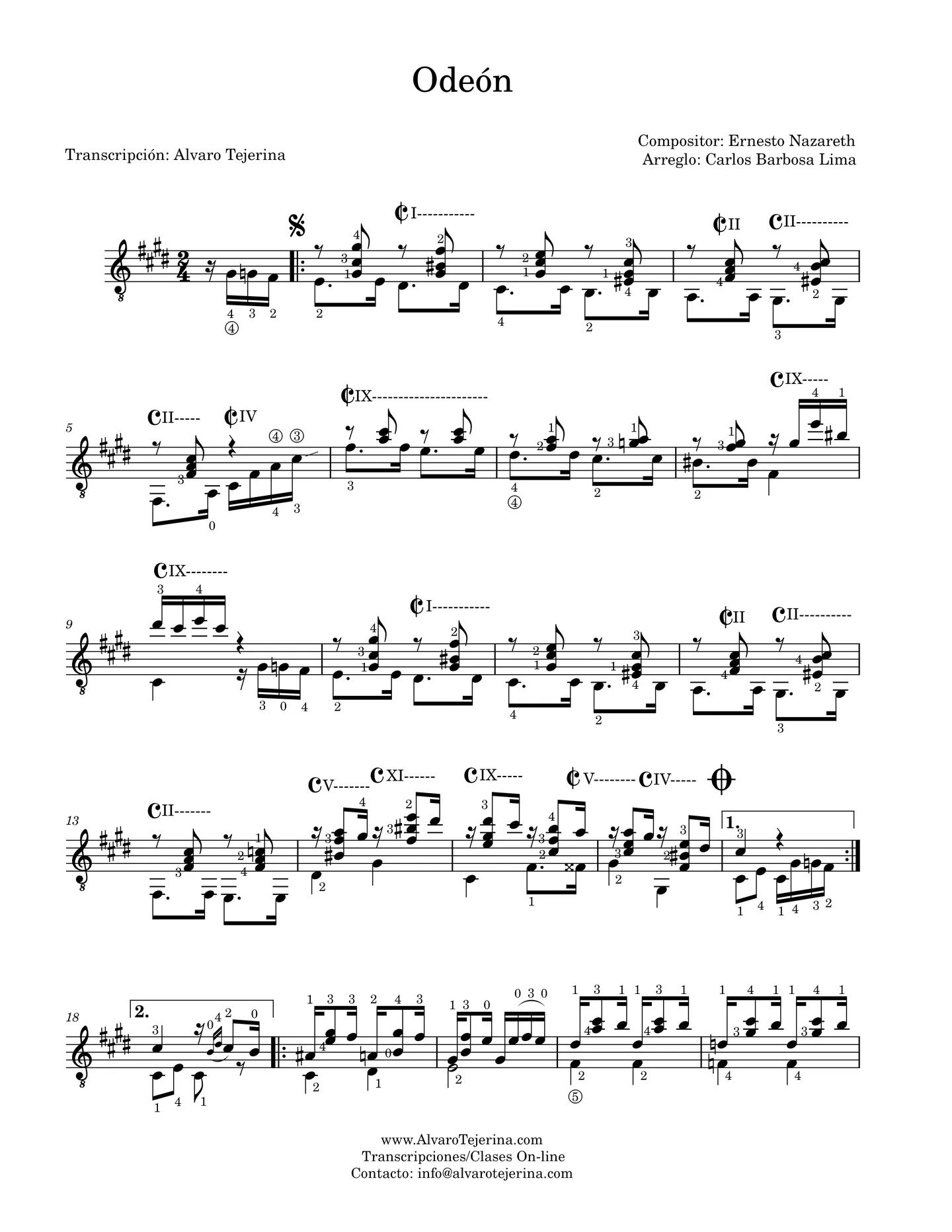 Odeón - Ernesto Nazareth (Arreglo para guitarra sola) by Carlos Barbosa-Lima