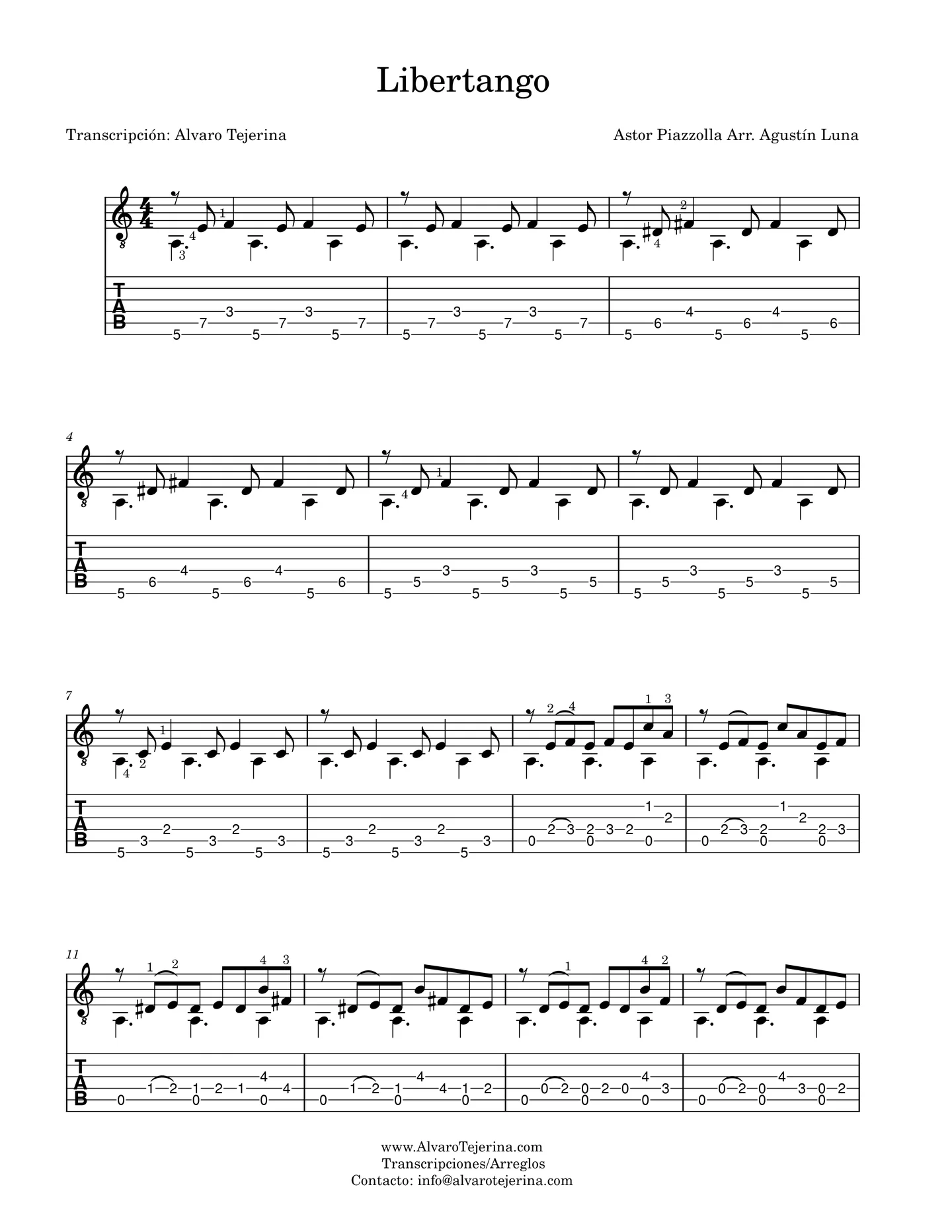 Libertango - Astor Piazzolla (Transcripción de la versión de Agustín Luna de Libertango) by Agustín Luna