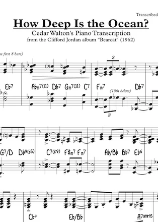 How Deep is the Ocean? - Clifford Jordan (Clifford Jordan/Cedar Walton/Full Transcription/Solo and Comping/Reference MIDI) by A Certain Keyboardist | Professional Transcription
