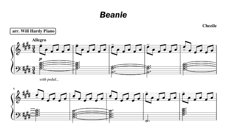 Beanie - Chezile (Solo piano arrangement of "Beanie" by Chezile) by Will Hardy Piano
